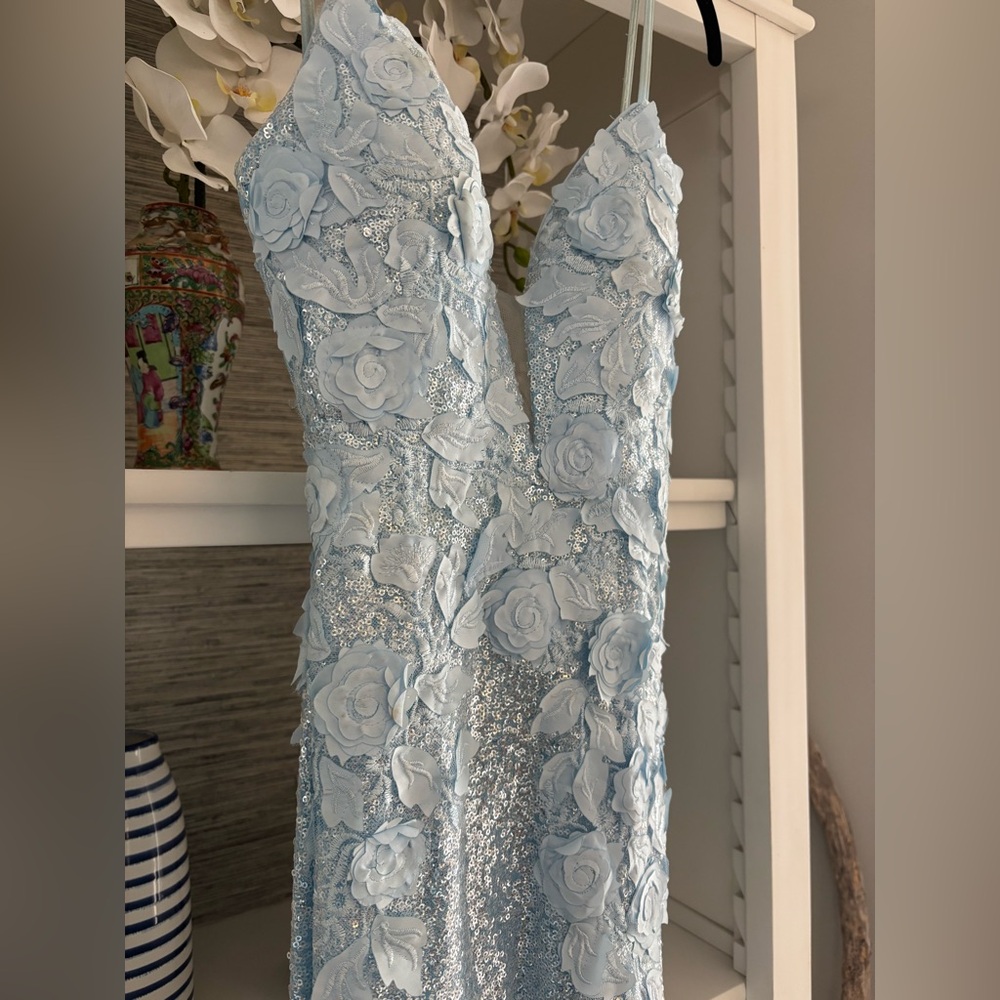 Jovani Light Blue sequin prom dress